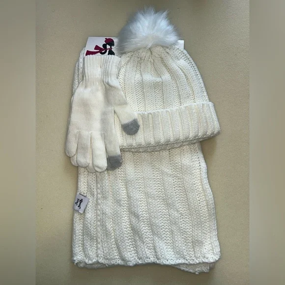 Accessories Piece Hat Glove And Scarf Set Off White New With
